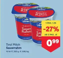 MPreis Tirol Milch Sauerrahm Angebot