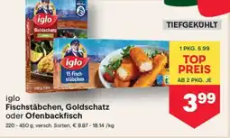 MPreis Iglo Fischstäbchen, Goldschatz oder Ofenbackfisch Angebot