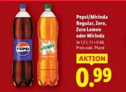 Lidl Pepsi/Mirinda Regular, Zero, Zero Lemon oder Mirinda Angebot