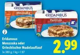 Lidl Eridanous moussaka oder griechischer nudelauflauf Angebot