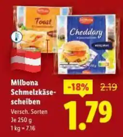 Lidl Milbona Schmelzkäse- scheiben Angebot