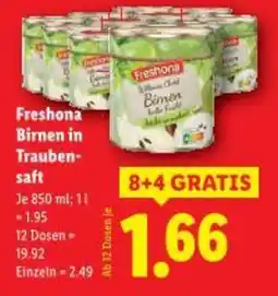 Lidl Freshona birnen in trauben saft Angebot