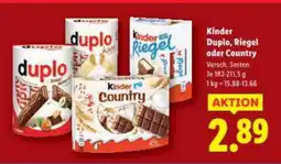 Lidl Kinder duplo, riegel oder country Angebot