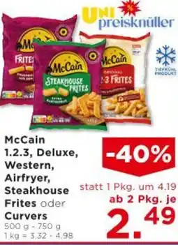 Unimarkt Mccain 1.2.3, deluxe, western, airfryer, steakhouse frites oder curvers Angebot