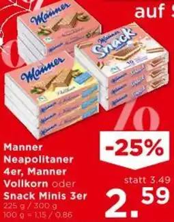 Unimarkt Manner Neapolitaner 4er, Manner Vollkorn oder Snack Minis 3er Angebot