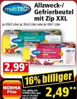 Norma multi TEC Allzweck-/ Gefrierbeutel mit Zip XXL Angebot