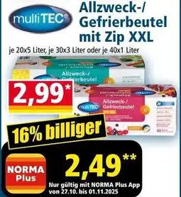 Norma multi TEC Gefrierbeutel mit Zip XXL Angebot