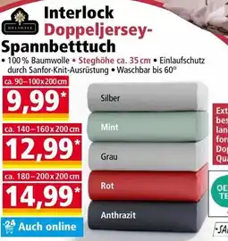 Norma Interlock Doppeljersey- Spannbetttuch Angebot