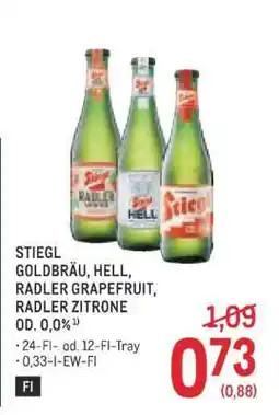 Metro STIEGL GOLDBRÄU, HELL, RADLER GRAPEFRUIT, RADLER ZITRONE Angebot