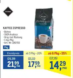 Metro Kaffee Espresso Angebot