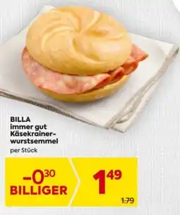 Billa Billa immer gut Käsekrainer- wurstsemmel Angebot