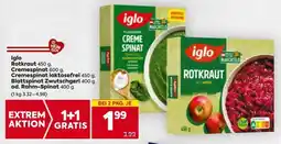 Billa Iglo Rotkraut Cremespinat Cremespinat laktosefrei Blattspinat Zwutschgerl od. Rahm-Spinat Angebot