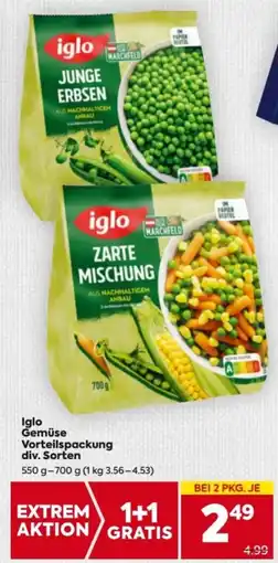Billa Iglo Gemüse Vorteilspackung div. Sorten Angebot