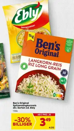 Billa Ben's Original Spitzenlangkornreis div. Sorten od. Ebly Angebot
