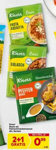 Billa Knorr Basis od. Feinschmeckersauce div. Sorten Angebot