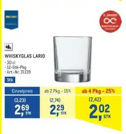 Metro WHISKYGLAS LARIO Angebot