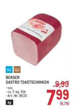 Metro BERGER GASTRO TOASTSCHINKEN Angebot