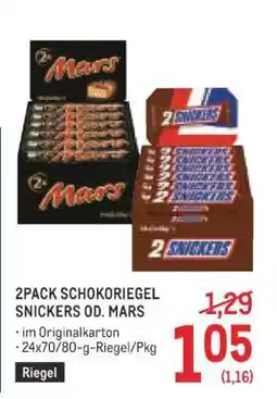 Metro 2PACK SCHOKORIEGEL SNICKERS OD. MARS Angebot