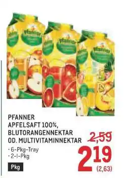Metro PFANNER APFELSAFT 100% BLUTORANGENNEKTAR OD. MULTIVITAMINNEKTAR Angebot