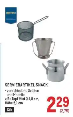 Metro SERVIERARTIKEL SNACK Angebot
