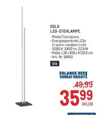 Metro EGLO LED-STEHLAMPE Angebot