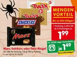 Interspar Mars, Snickers oder Twix-Riegel Angebot
