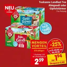 Interspar Teekanne Landlust Tee Almgaudi oder Gipfelstürmer Angebot