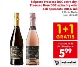 Interspar Belposto Prosecco DOC extra dry, Prosecco Rosé DOC extra dry oder Asti Spumante DOCG süß Angebot