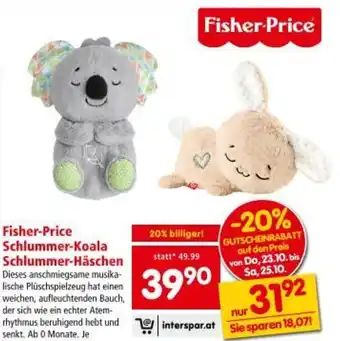 Interspar Fisher Price Schlummer Koala Schlummer Häschen Angebot