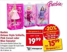 Interspar Barbie Deluxe Style Schleife, Pink Corset oder Blue Sweater Angebot