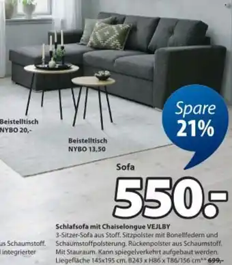 Schlafsofa mit chaiselongue vejlby