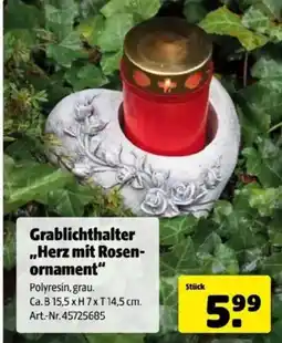 Hagebau Grablichthalter Herz mit Rosen- ornament Angebot