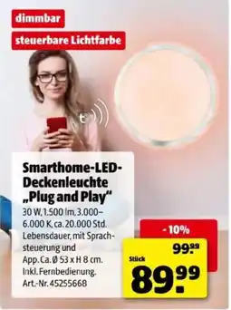 Hagebau Smarthome led deckenleuchte plug and play Angebot