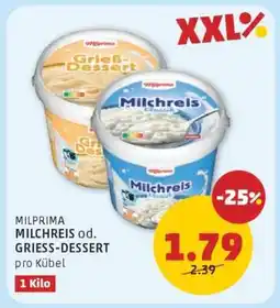 PENNY MILPRIMA MILCHREIS od. GRIESS-DESSERT Angebot