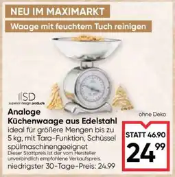 Maximarkt Analoge Küchenwaage aus Edelstahl Angebot