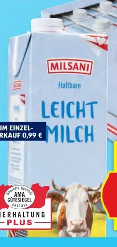Hofer Milsani Haltbare Leichtmilch Angebot