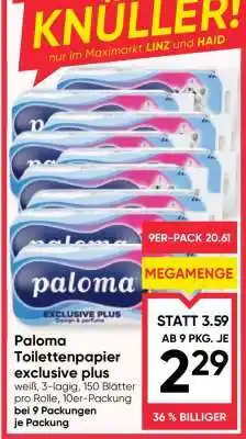 Maximarkt Paloma Toilettenpapier exclusive plus Angebot
