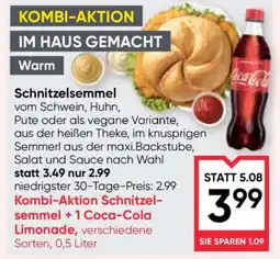 Maximarkt Kombi-Aktion Schnitzelsemmel + 1 Coca-Cola Limonade Angebot
