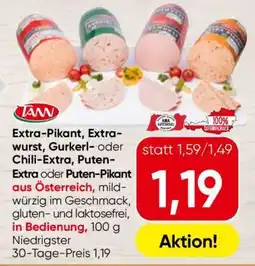 Spar Extra-Pikant, Extrawurst, Gurkerl- oder Chili-Extra, Puten-Extra oder Puten-Pikant aus Österreich Angebot