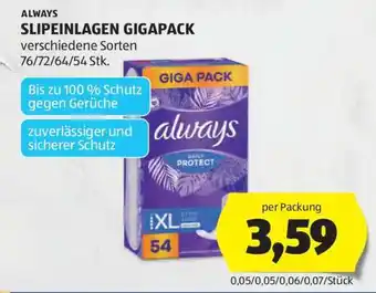Hofer ALWAYS SLIPEINLAGEN GIGAPACK Angebot