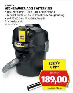 Hofer KÄRCHER ASCHESAUGER AD 2 BATTERY SET Angebot