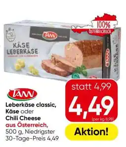 Eurospar TANN Leberkäse classic, Käse oder Chili Cheese Angebot