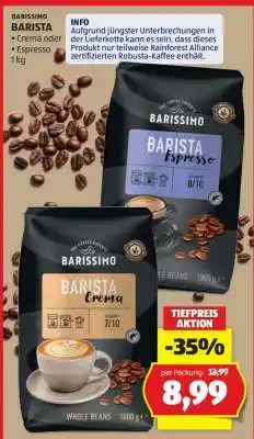 Hofer BARISSIMO BARISTA Crema oder Espresso Angebot