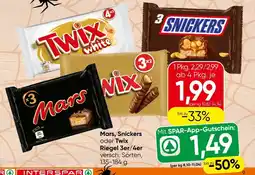 Spar Mars, Snickers oder Twix Riegel Angebot