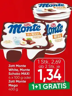 Spar Zott Monte White, Monte Schoko MAXI oder Zott Monte Mega Angebot