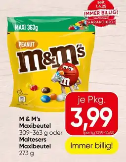 Spar M & M's Maxibeute oder Maltesers Maxibeutel Angebot