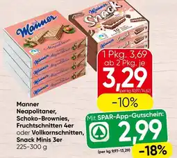 Spar Manner Neapolitaner, Schoko-Brownies, Fruchtschnitten 4er oder Vollkornschnitten, Snack Minis 3er Angebot