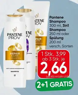 Spar Pantene Shampoo 300 ml, 3in1 Shampoo 250 ml oder Spülung 200 ml Angebot