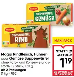 Maximarkt Maggi Rindfleisch, Hühner oder Gemüse Suppenwürfel Angebot
