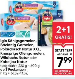 Maximarkt Iglo Königsgarnelen, Backteig Garnelen, Polardorsch Natur XXL, Knusprige Ofengarnelen, Wildlachs Natur oder Kabeljau Natur Angebot